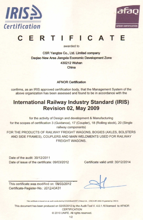 IRIS Certificates